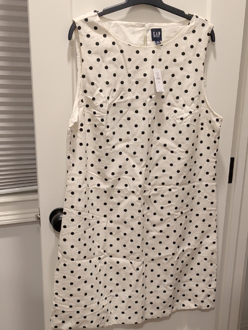 GAP White Sleeveless Polka Dot Shift Dress Size L Tall